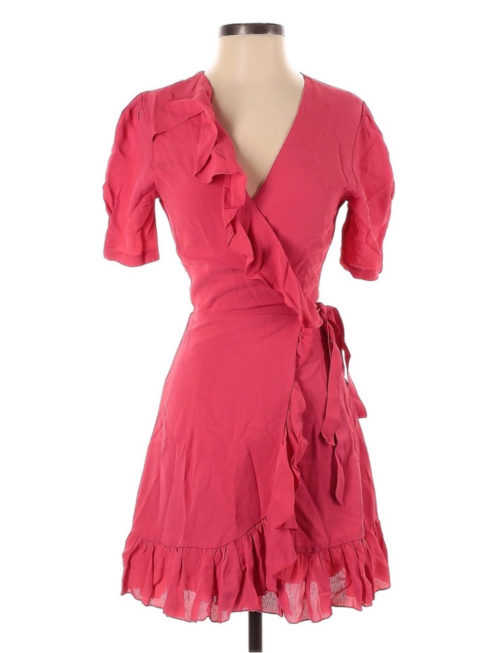 Privacy Please Revolve Pink Ruffle Wrap Dress small